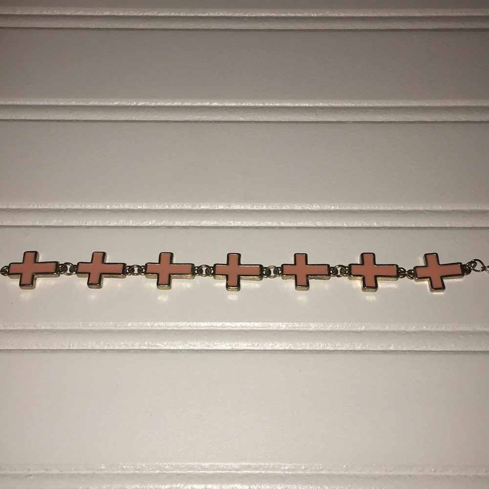 Silver and Peach Colored Cross Bracelet ⭐️⭐️ - Picture 4 of 8